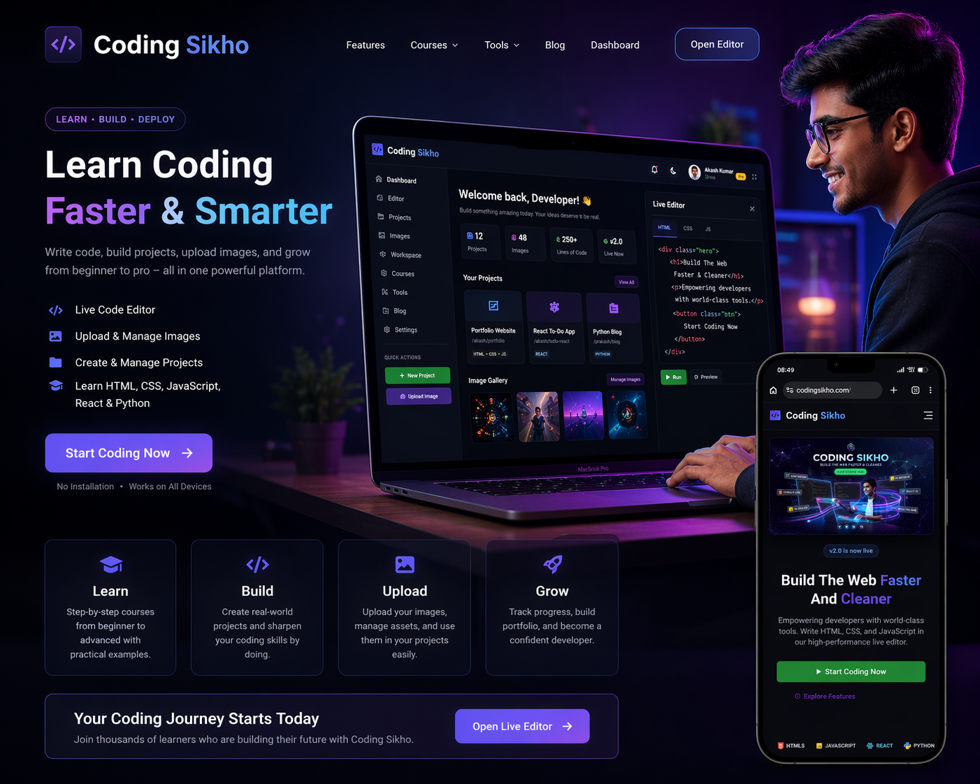 Coding Sikho - Online Coding Learning & Live Editor Platform