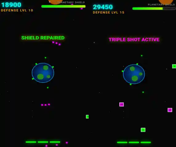 A fun and interactive space shooting game with power-ups and score system.